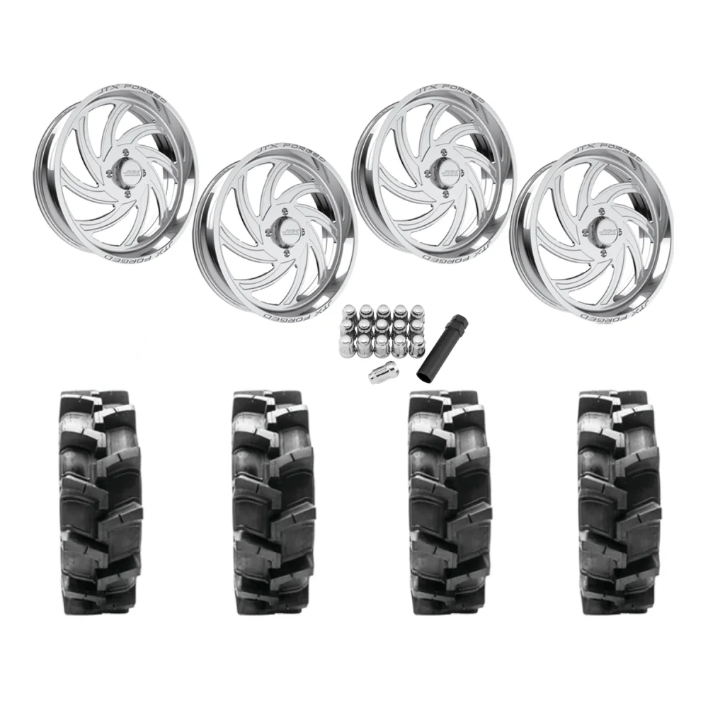 Quadboss QBT680 40x9.5-24 Tires on JTX Forged Orbit Polished Wheels, complete kit
