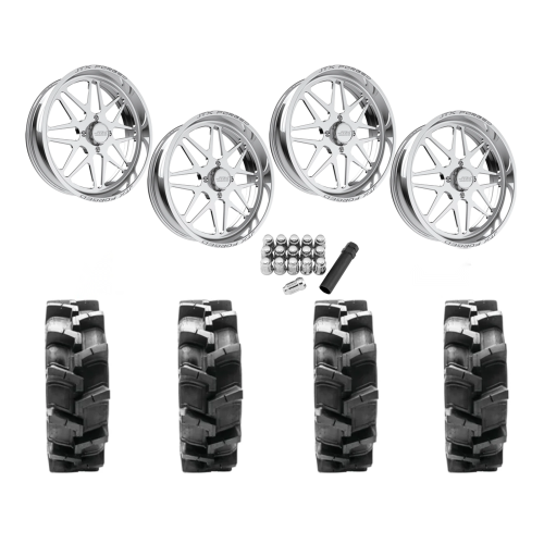 Quadboss QBT680 38x9.5-24 Tires on JTX Forged Prism Polished Wheels