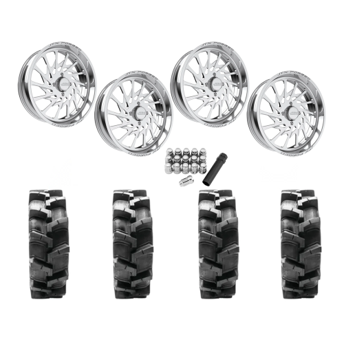 Quadboss QBT680 38x9.5-24 Tires on JTX Forged Psycho Polished Wheels