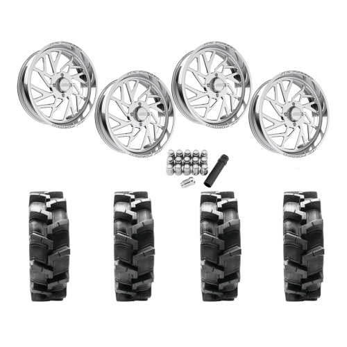 Quadboss QBT680 40x9.5-24 Tires on JTX Forged Ruckus Polished Wheels