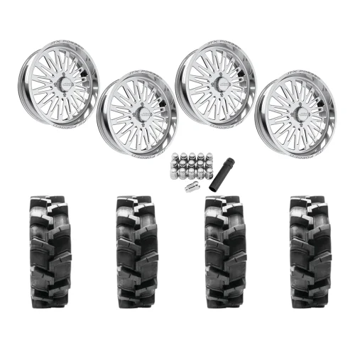 Shizo Rails Quadboss QBT680 40x9.5-24 Tires on JTX Forged Schizo Polished Wheels