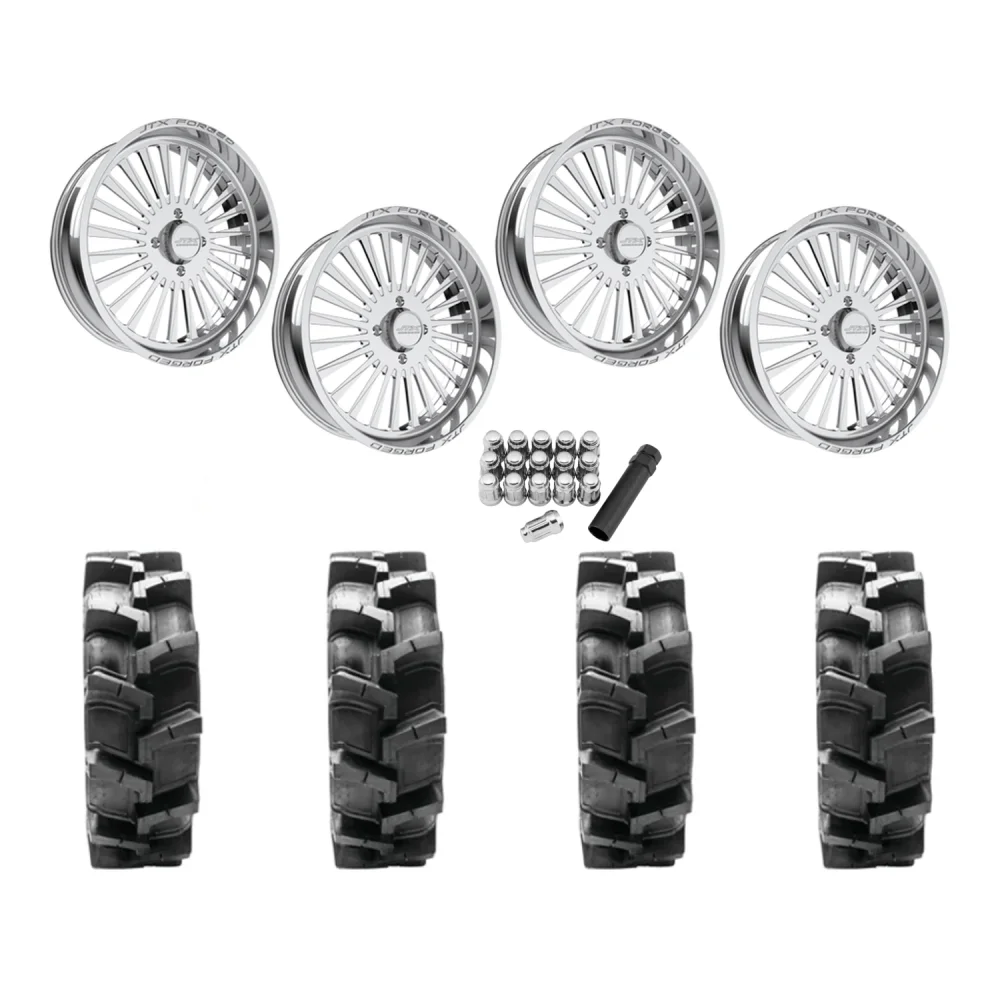 Quadboss QBT680 40x9.5-24 Tires on JTX Forged Stiletto Polished Wheels, complete kit
