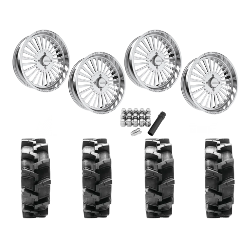 Quadboss QBT680 38x9.5-24 Tires on JTX Forged Stiletto Polished Wheels