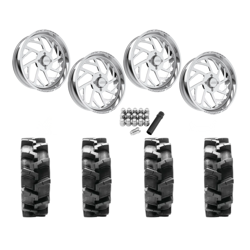 Quadboss QBT680 38x9.5-24 Tires on JTX Forged Wicked Polished Wheels