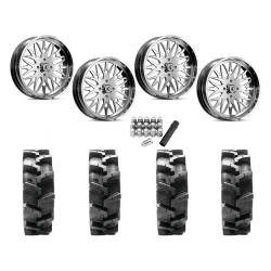 Quadboss QBT680 38x9.5-24 Tires on KG1 Forged KU014 Trident Polished Wheels