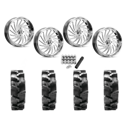 Quadboss QBT680 38x9.5-24 Tires on KG1 Forged KU023 Bender Polished Wheels