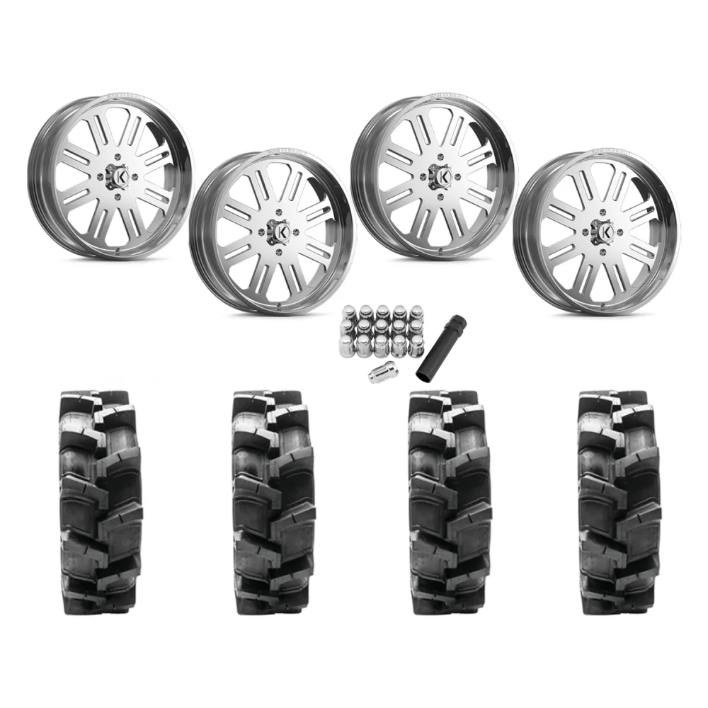 Quadboss QBT680 40x9.5-24 Tires on KG1 Forged KU034 H8ter Polished Wheels, complete kit
