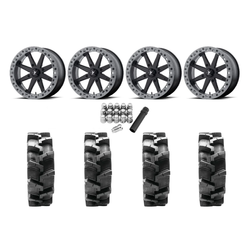 Quadboss QBT680 33x9.5-18 Tires on MSA M31 Lok2 Beadlock Wheels, complete kit