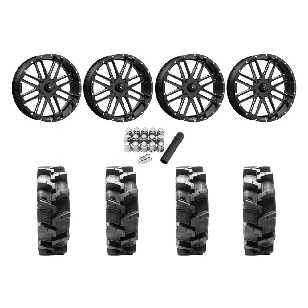 Quadboss QBT680 36x9.5-20 Tires on MSA M35 Bandit Wheels, complete kit