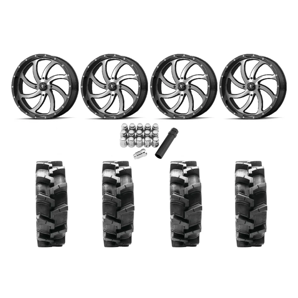 Quadboss QBT680 33x9.5-18 Tires on MSA M36 Switch Machined Wheels, complete kit