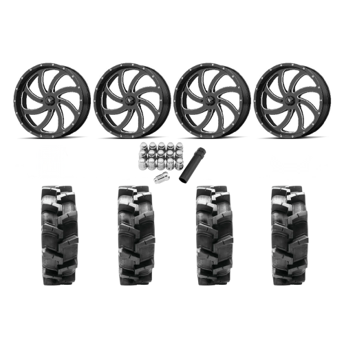 Quadboss QBT680 35x9.5-18 Tires on MSA M36 Switch Milled Wheels