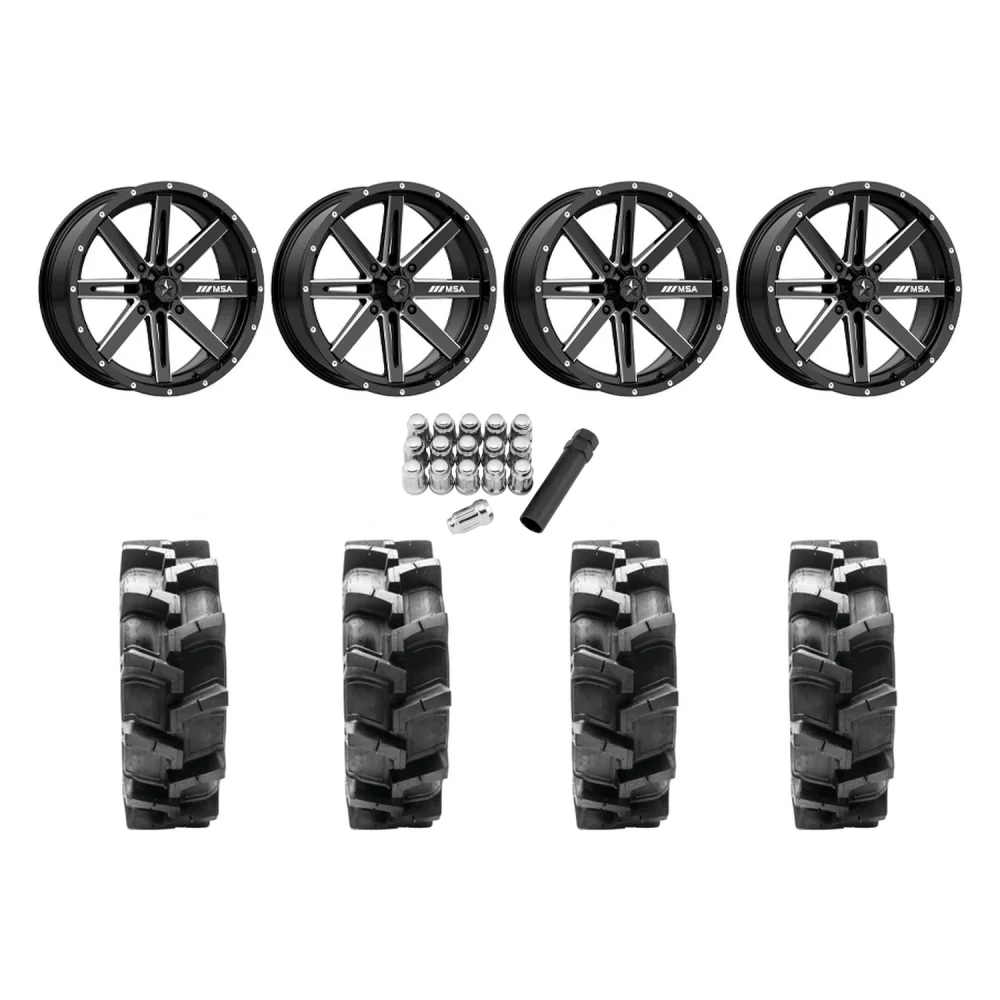 Quadboss QBT680 35x9.5-18 Tires on MSA M41 Boxer Wheels, complete kit