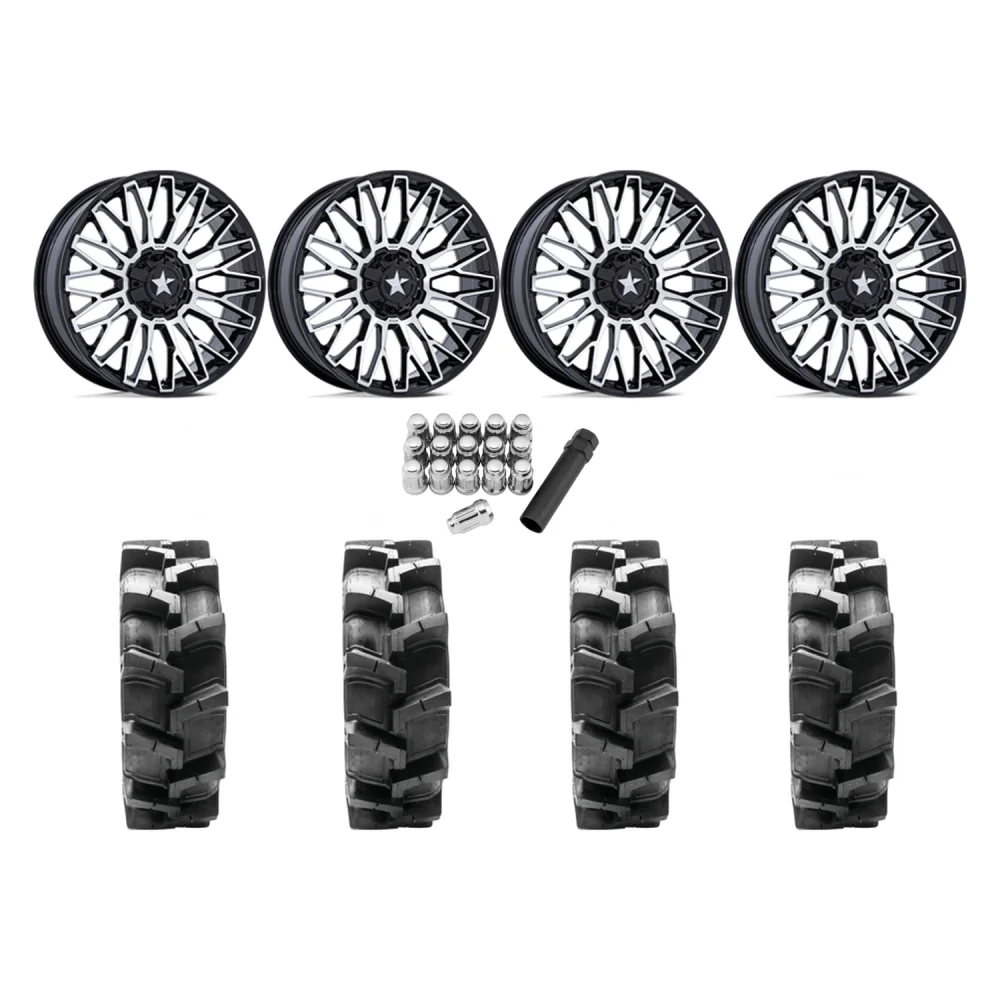 Quadboss QBT680 40x9.5-20 Tires on MSA M50 Clubber Machined Wheels, complete kit