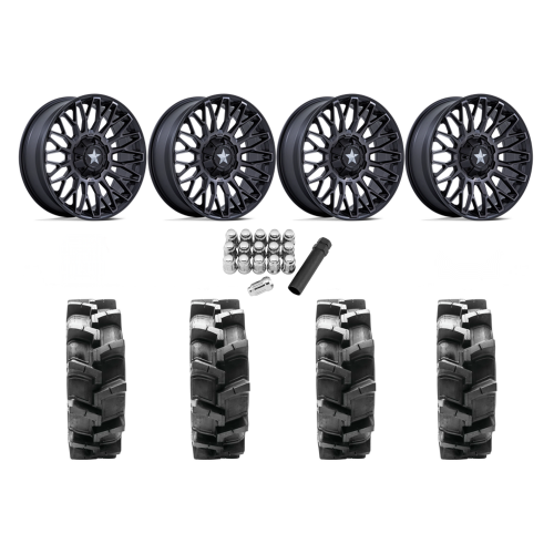 Quadboss QBT680 36x9.5-20 Tires on MSA M50 Clubber Matte Black DDT Wheels