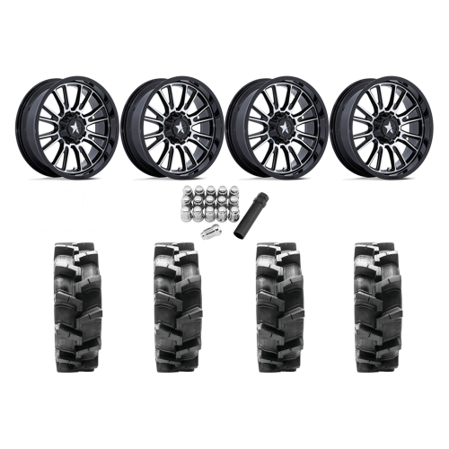 Quadboss QBT680 36x9.5-20 Tires on MSA M51 Thunderlips Machined Wheels