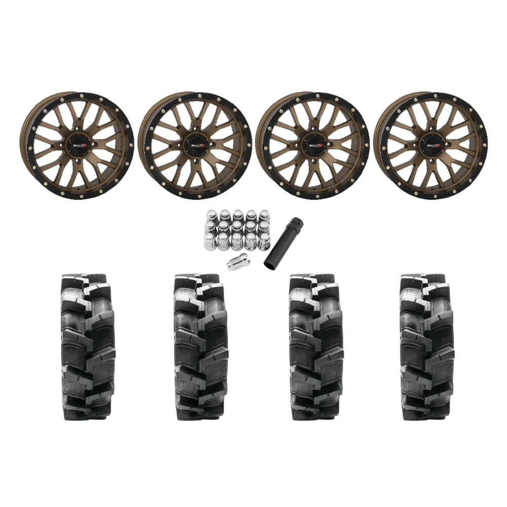 Quadboss QBT680 33x9.5-18 Tires on ST-3 Bronze Wheels, complete kit
