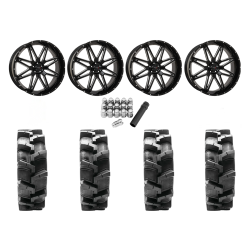 Quadboss QBT680 40x9.5-24 Tires on ST-7 Gloss Black and Milled (24x9) Wheels