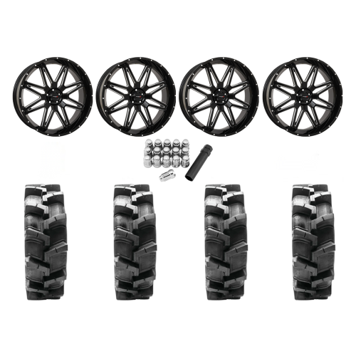 Quadboss QBT680 40x9.5-24 Tires on ST-7 Gloss Black and Milled (24x9) Wheels Quadboss QBT680 40x9.5-24 Tires on ST-7 Gloss Black and Milled (24x9) Wheels