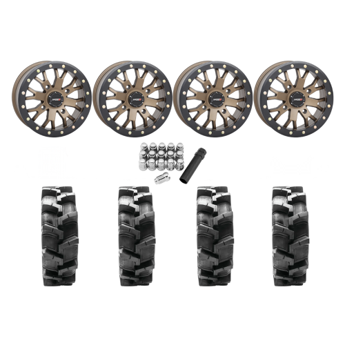 Quadboss QBT680 29x9.5-14 Tires on SB-4 Bronze Beadlock Wheels