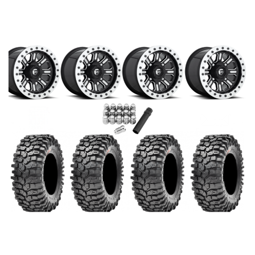 Maxxis Roxxzilla ML7 (Competition Compound) 35x10-15 Tires on Fuel Hardline Gloss Black Milled Beadlock Wheels Maxxis Roxxzilla ML7 (Competition Compound) 35x10-15 Tires on Fuel Hardline Gloss Black Milled Beadlock Wheels