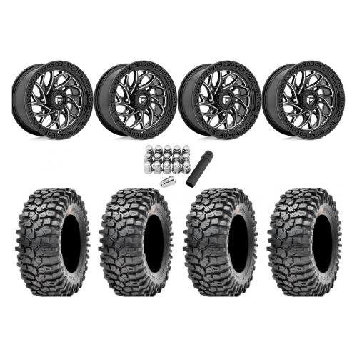 Maxxis Roxxzilla ML7 (Competition Compound) 35x10-15 Tires on Fuel Runner Gloss Black Milled Wheels