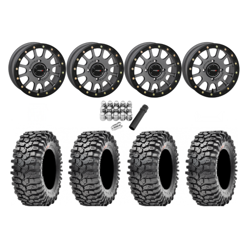 Maxxis Roxxzilla ML7 (Competition Compound) 32x10-15 Tires on SB-5 Gunmetal Grey Beadlock Wheels