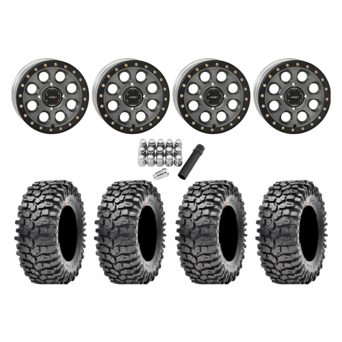 Maxxis Roxxzilla ML7 (Competition Compound) 35x10-15 Tires on SB-7 Matte Titanium Beadlock Wheels