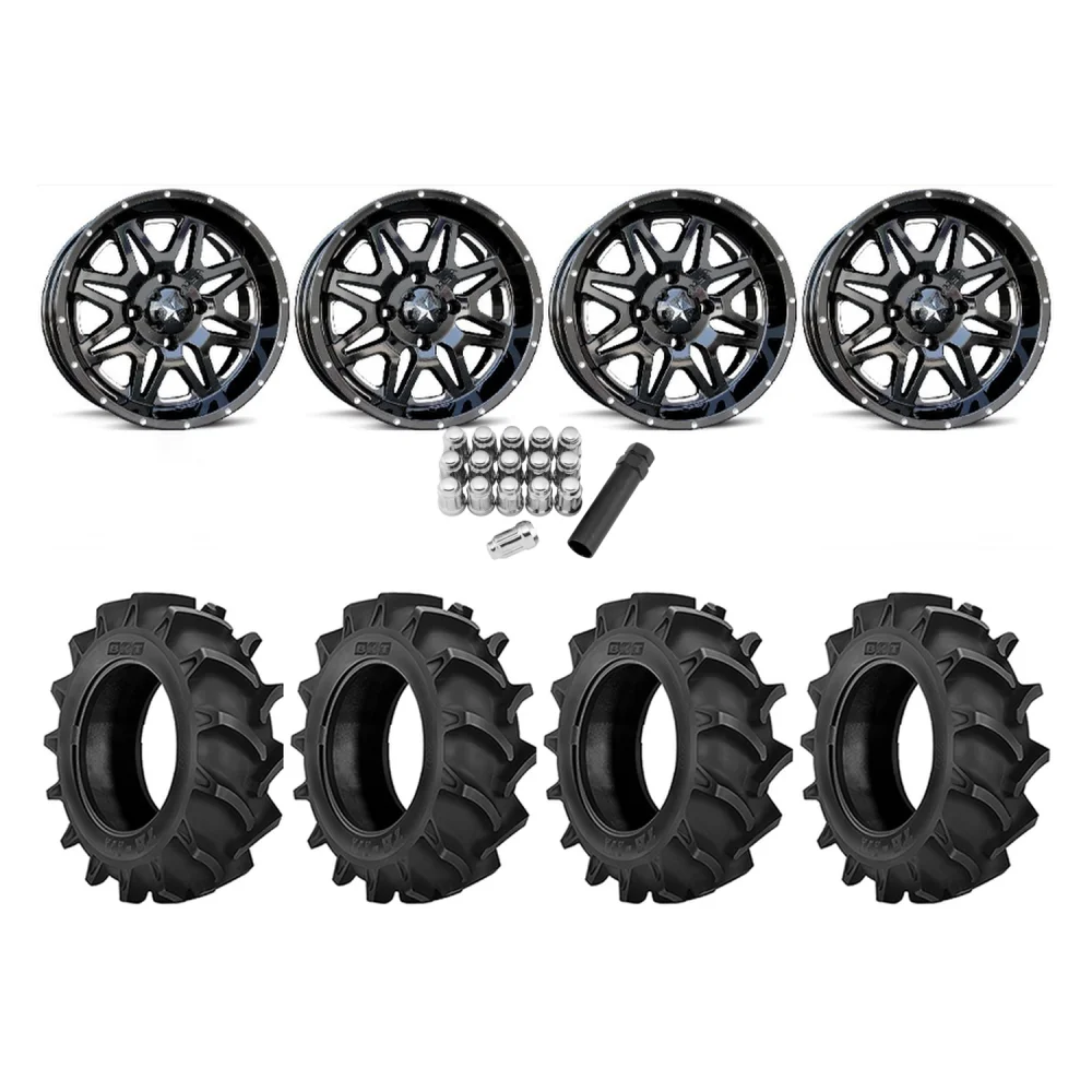 BKT TR 171 33x9.5-16 Tires on MSA M26 Vibe Wheels, complete kit