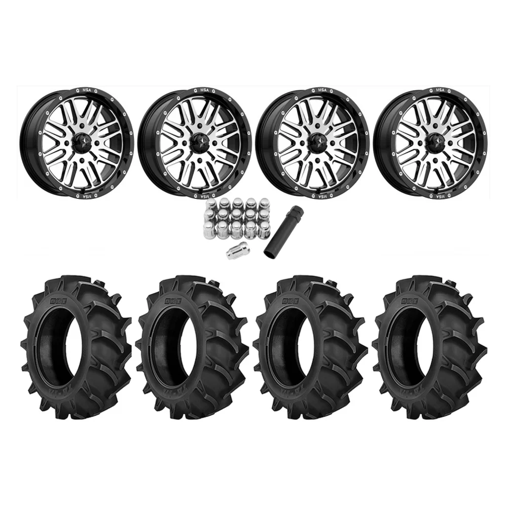 BKT TR 171 33x9.5-16 Tires on MSA M38 Brute Wheels, complete kit