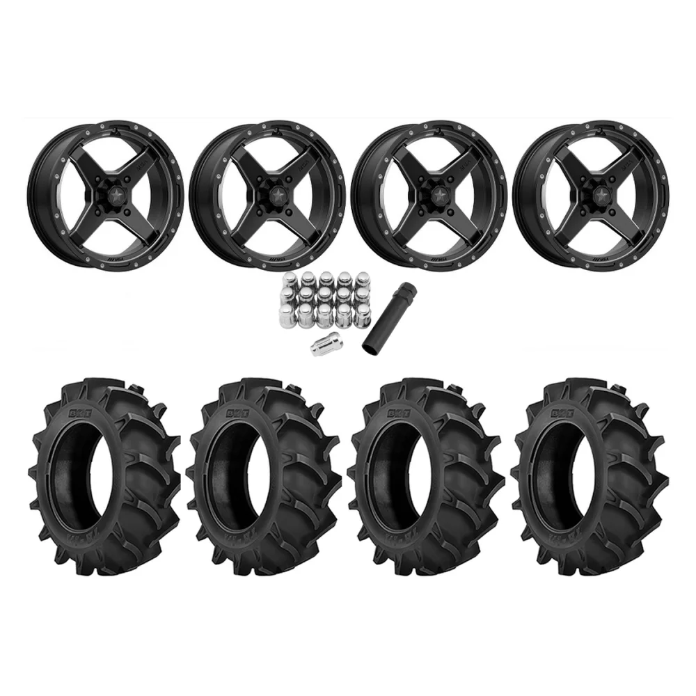 BKT TR 171 33x9.5-16 Tires on MSA M39 Cross Wheels, complete kit