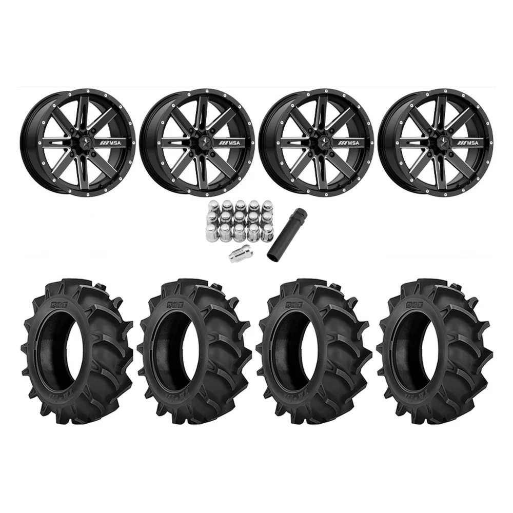 BKT TR 171 33x8-18 Tires on MSA M41 Boxer Wheels, complete kit