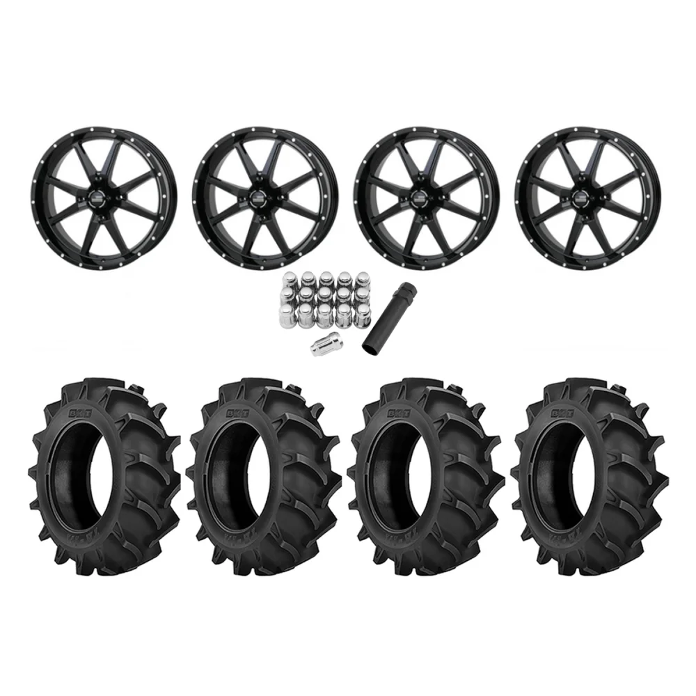 BKT TR 171 35x8.3-20 Tires on Frontline 556 Gloss Black Wheels, complete kit