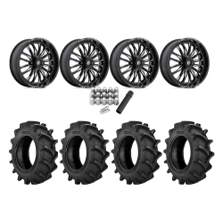 BKT TR 171 46x12.4-24 Tires on Fuel Arc Gloss Black Milled Wheels