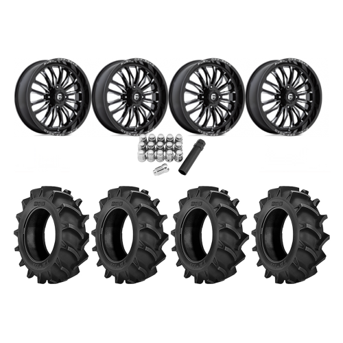 BKT TR 171 46x12.4-24 Tires on Fuel Arc Gloss Black Milled Wheels