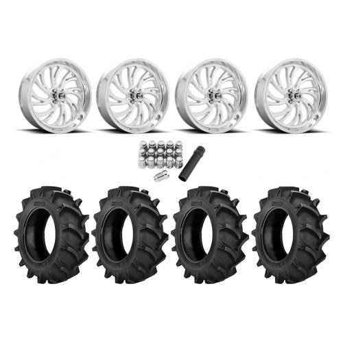 BKT TR 171 40x8.3-24 Tires on Fuel Kompressor Polished Wheels