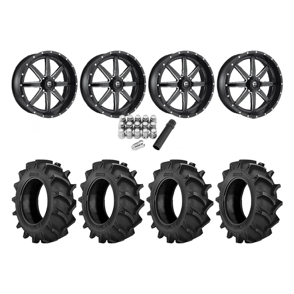 BKT TR 171 46x12.4-24 Tires on Fuel Maverick Wheels, complete kit