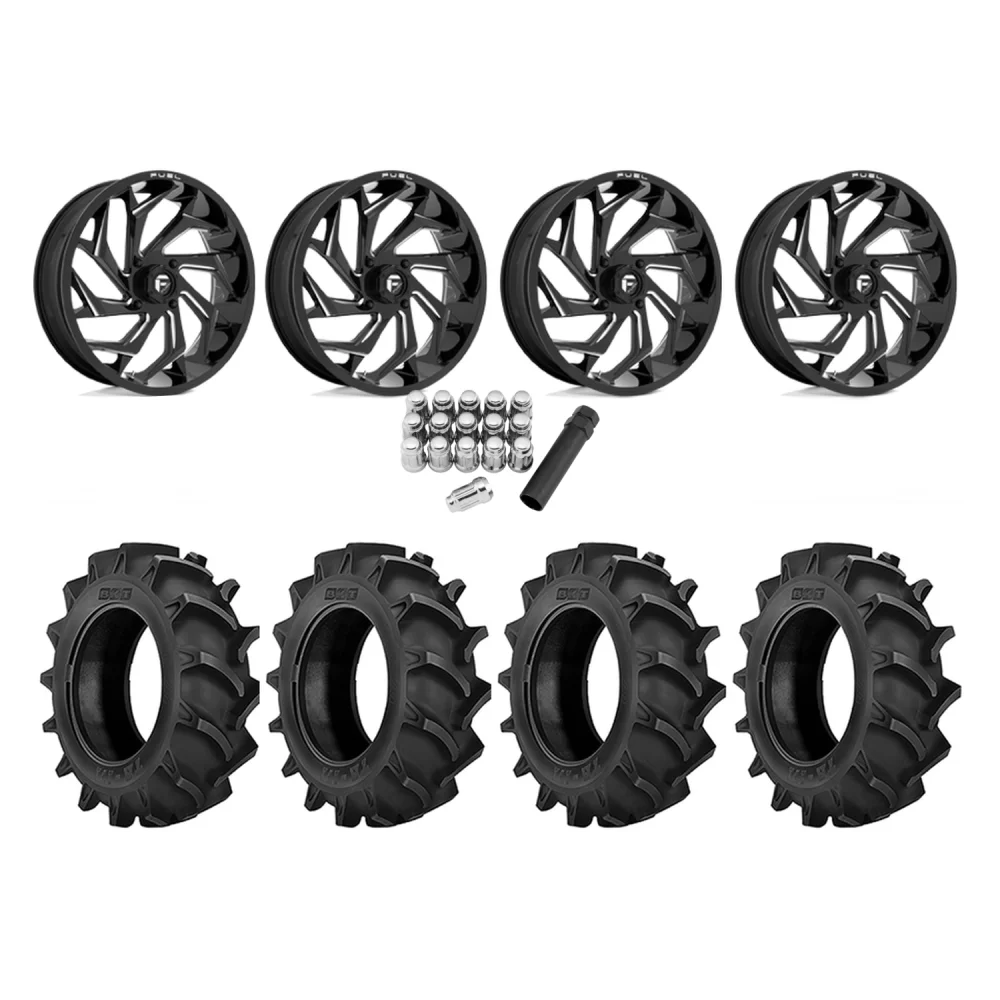 BKT TR 171 37x8.3-22 Tires on Fuel Reaction Wheels, complete kit