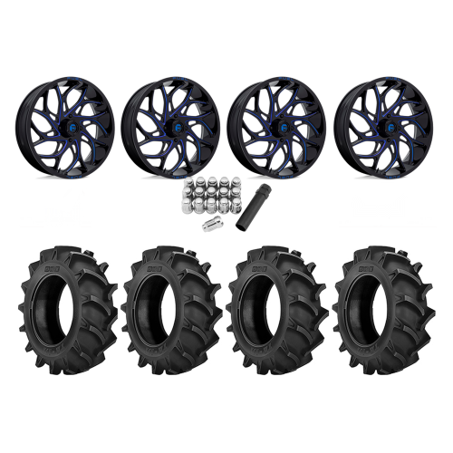 BKT TR 171 40x8.3-24 Tires on Fuel Runner Candy Blue Wheels