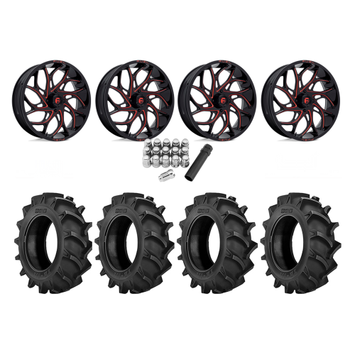 BKT TR 171 37x8.3-22 Tires on Fuel Runner Candy Red Wheels