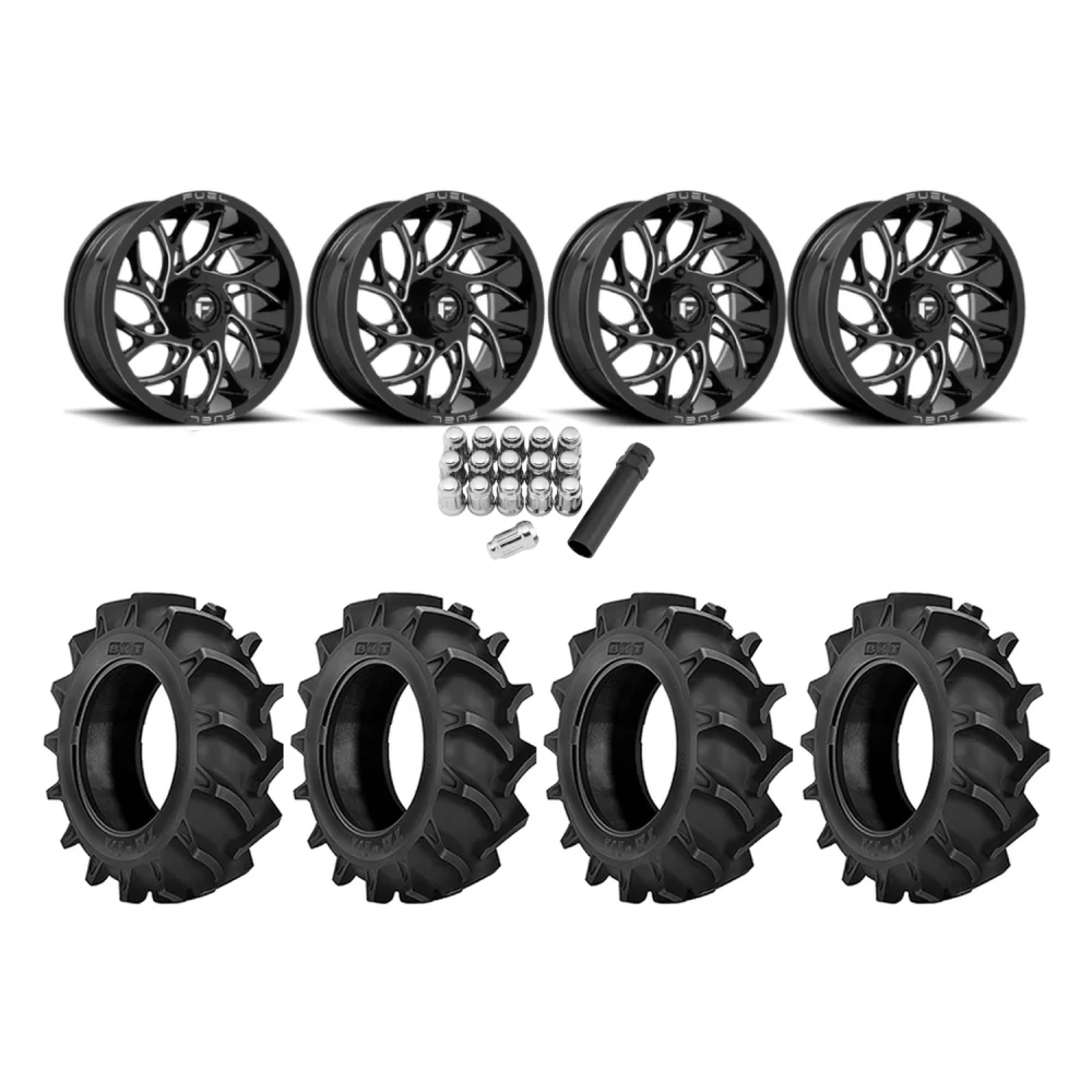BKT TR 171 35x9.5-18 Tires on Fuel Runner Wheels, complete kit