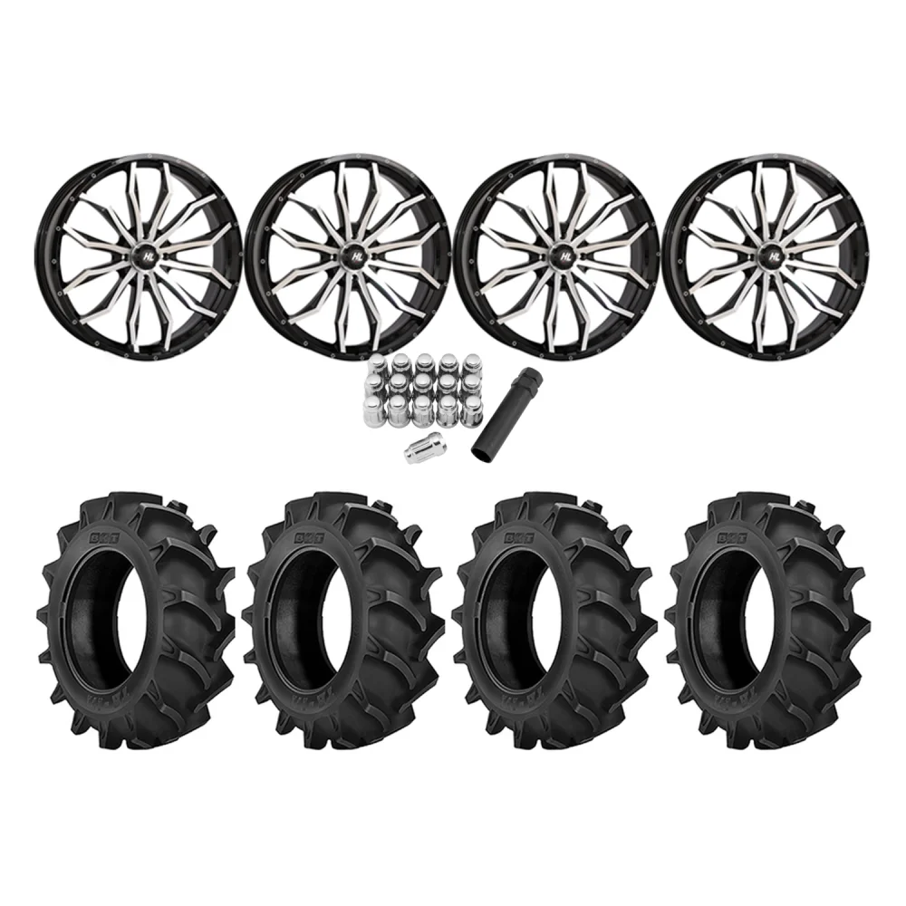 BKT TR 171 40x11.2-20 Tires on HL21 Machined Wheels, complete kit