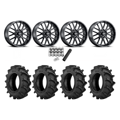 BKT TR 171 35x9.5-18 Tires on ITP Hurricane Gloss Black Wheels