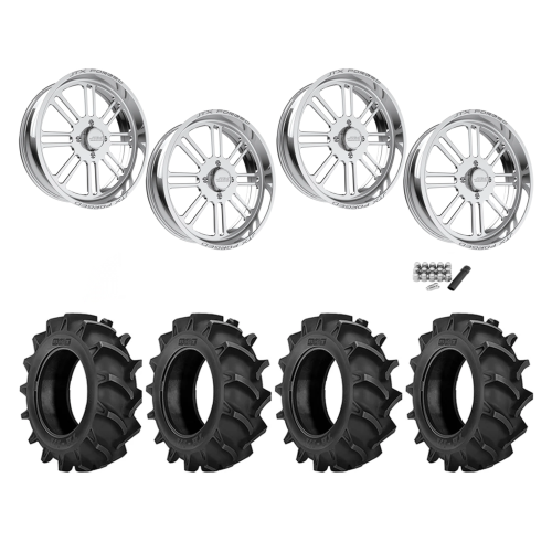 BKT TR 171 46x12.4-24 Tires on JTX Forged Bayonet Polished Wheels