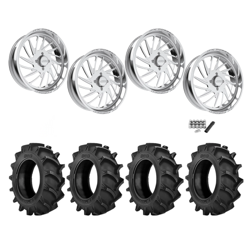 BKT TR 171 46x12.4-24 Tires on JTX Forged Centerfire Polished Wheels