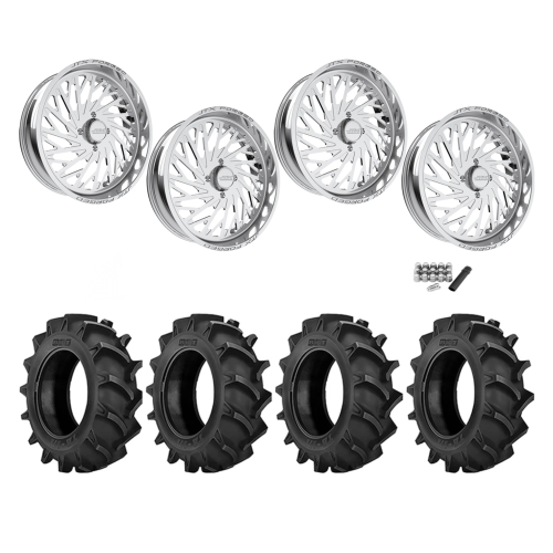 BKT TR 171 46x12.4-24 Tires on JTX Forged Empire Polished Wheels