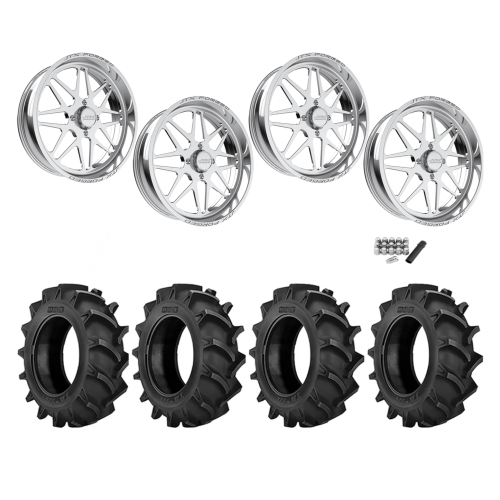 BKT TR 171 46x12.4-24 Tires on JTX Forged Prism Polished Wheels