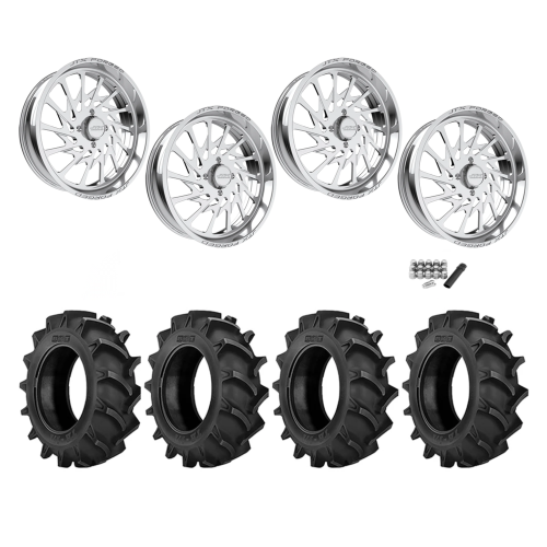 BKT TR 171 46x12.4-24 Tires on JTX Forged Psycho Polished Wheels