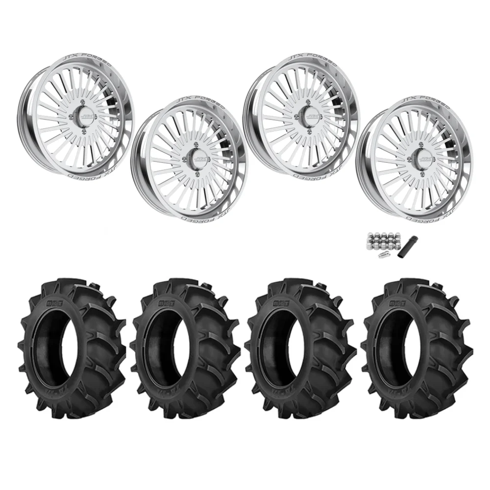 BKT TR 171 40x8.3-24 Tires on JTX Forged Reaper Polished Wheels, complete kit