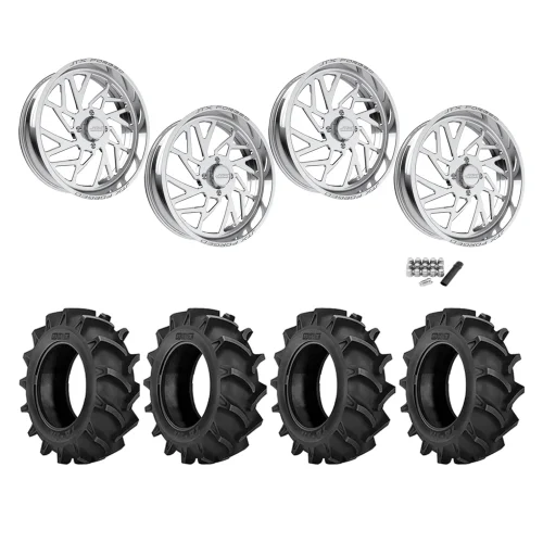 BKT TR 171 42x9.5-24 Tires on JTX Forged Ruckus Polished Wheels