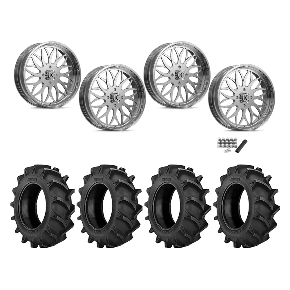 BKT TR 171 37x8.3-22 Tires on KG1 Forged KU022 Galactic Polished Wheels, complete kit
